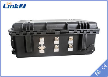 COFDM Receptor de vídeo de mala de 4 canais IP65 com bateria e ecrã AES256 H.264 DC 12V