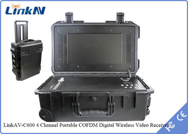 Receptor video tático militar da polícia COFDM com sensibilidade alta 106dBm@2MHz da criptografia da bateria &amp; da exposição AES256