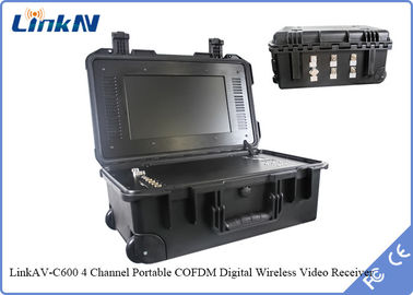 Receptor video tático militar da polícia COFDM com sensibilidade alta 106dBm@2MHz da criptografia da bateria &amp; da exposição AES256